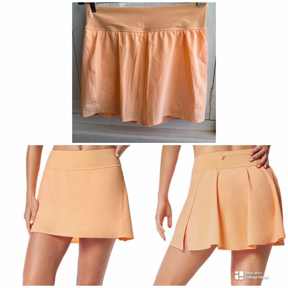 Spanx Get Moving 14" Athletic Tennis Skort / Skirt - Pleated Melon Sorbet Size L